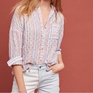 Maeve Breckenridge striped button up Blouse shirt pastel